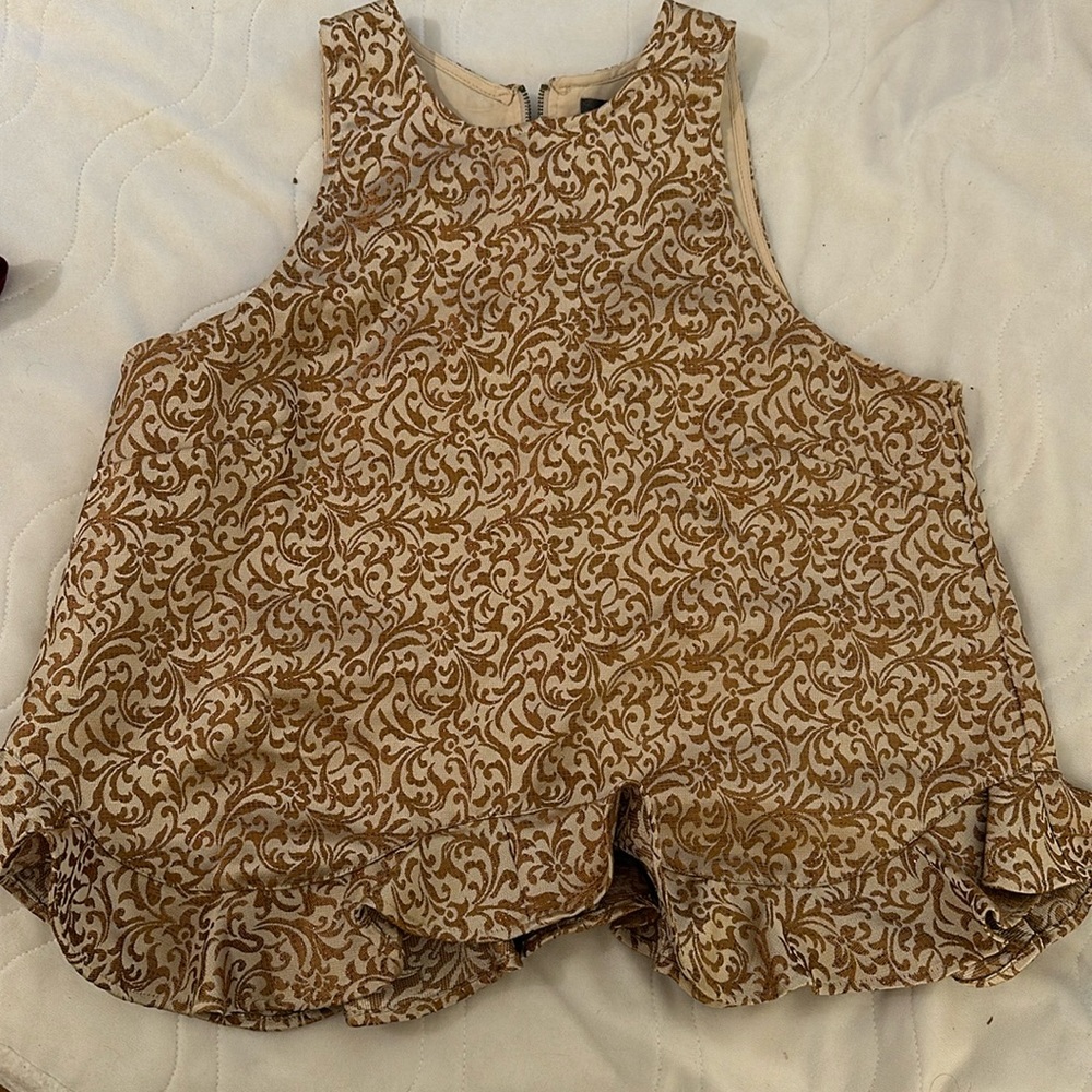 Gold paisley Anthropologie Peplum Top